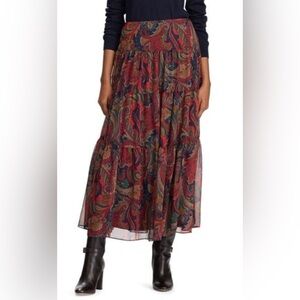 Ralph Lauren Paisley Tiered Georgette Peasant Skirt, 20+, 20 plus, 20W